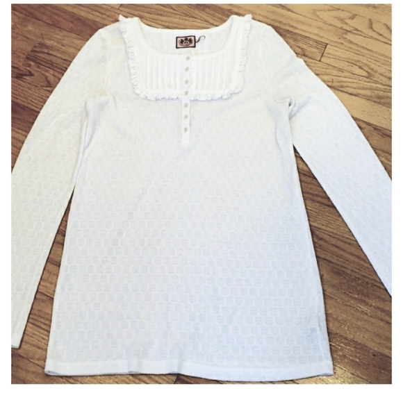 JUICY COUTURE Long Sleeve White Top, Size … - Picture 1 of 7